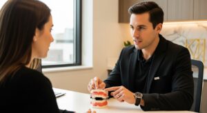 Prosthodontist consultation in a modern dental office